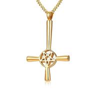 JZWCHQ Collier Men Pendant Chain Femmes Gift Inversed Cross Colliers Upside Down Satan Pendant 184