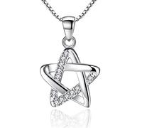 JZWCHQ Collier pendentif, 925 Collier d'étoiles à cinq points creux pour les femmes CNECKLACE CNECKLACES 45 cm/avec 45 cm C