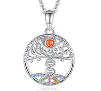 JZWCHQ Collier pendentif arbre de vie 5 cristaux de couleur Bijoux fins pour la sangle cadeau de la mère
