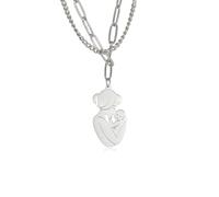 JZWCHQ Collier pendentif chaîne hommes femmes bijoux à double couche