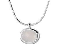 JZWCHQ Collier pendentif de calcédoine blanc naturel ovale pour les femmes avec un collier en pierre fabriqué en Chine