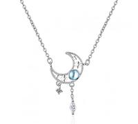 JZWCHQ Collier pendentif étoiles et lune pour femmes Zircon S925 Gift d'anniversaire de bijoux coloré en argent