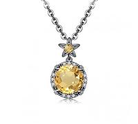 JZWCHQ Collier pendentif pour femmes Fine bijoux Party de fiançailles de mariage en chaîne citrine jaune Saint-Valentin (Ne pas inclure une chaîne)