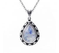 JZWCHQ Collier pendentif S925 grande forme de poire 10x14 Collier de lune de lune naturel bijoux de fête de fiançailles