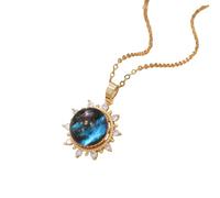 JZWCHQ Collier Planète pour Femmes Hommes, Collier Planète Bleue Zircone Cubique Saturne Planète Espace Terre Collier, Pendentif Galaxie avec Chaîne en Argent, Collier Galaxie, Collier Astronaute