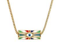 JZWCHQ Collier pour les yeux maléliques rempli d'or 14K pour les hommes et les femmes, le collier pendentif pour l'œil maléfique coloré.