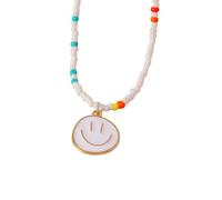 JZWCHQ Collier preppy pour les femmes et les filles, des colliers bohèques mignons avec des visages ronds irréguliers Smile Collier Pendant Colliers Péppy Colliers pour les femmes et les filles
