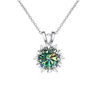 JZWCHQ Collier S925 pour femmes 1ct d Color Moissanite avec chaîne de clavicule de flocon de neige