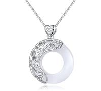 JZWCHQ Collier Sterling Silver Chain, Signes du zodiaque pour Womeelegant Dames Natural Jade Circle Chine