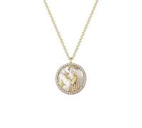 JZWCHQ Collier Unique Zodiac Design Collier 925 Cadeau d'anniversaire de chaîne de clavicule de pendentif rond pour petite amie, Colliers de femme pour femmes