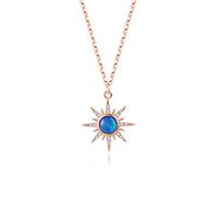 JZWCHQ Colliers, 925 Sun Flower Blue Opal Cnecklace Women Fashion Jewelry Accessoires Gift /