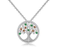 JZWCHQ Colliers arbre de vie Platine Pendants avec Spinel Stones Collier de bijoux pour les femmes Cadeau de mariage fait en Chine