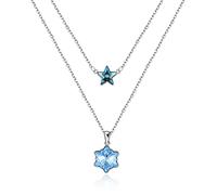JZWCHQ Colliers de pendentif doubles de Snowflake Star Colliers de pendentif pour femmes Collier empilable en cristal bleu fabriqué en Chine