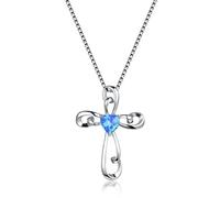 JZWCHQ Colliers en pierre de pierre coeur Opale Bleu à pendentif blanc