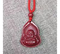 JZWCHQ Colliers Feng shui richesse charme collier pendentif Collier Cinnabar Natural Crystal Bouddha Guanyin Pendant Collier avec longe tressée Amulet attirer la chance des mauvais esprits, Guanyin
