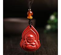 JZWCHQ Colliers Natural Cinnabar Crystal Guanyin riant Bouddha Richelle Collier Feng Shui Collier Lucky Collier Protection du mauvais spiritueux Prosperité Talisman, cadeau de bijoux Bouddha (couleur:
