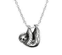 JZWCHQ Colliers pour femmes Collier élégant de paresseux argenté avec un placage blanc de luxe et enthousiasme animal