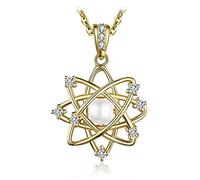 JZWCHQ Colliers pour femmes, coquille simulée Pearl 925 Collier pendentif argenté pour femmes en or jaune rose rose plaquée sans chaîne