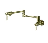 JZWCHQ Cuisine en laiton robinet de remplissage pliant pivotant à 360 ° avec bras de balançoire à double articulation, robinet de lavabo de cuisine froid simple avec 2 poignées, chrome (chrome)