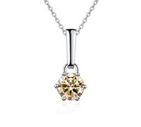 JZWCHQ Décorations Accessoires 1 à 2 d Couleurs Rondes coupées Colliers Pendants de la Moissanite pour Femmes Six Griffe
