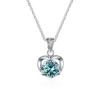 JZWCHQ Décorations Accessoires Colliers de Coeur pour Femmes, 1CT Collier de Diamant Moisanite, D Colore Blue Green Rose Pinte Pendant Colliers, Bijoux S Beautiful