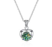 JZWCHQ Décorations Accessoires Colliers de Coeur pour Femmes, 1CT Collier de Diamant Moisanite, D Colore Blue Green Rose Pinte Pendant Colliers, Bijoux S Beautiful