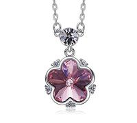JZWCHQ Décoré avec un collier pendentif à fleurs en cristal 925 Anniversaire en argent sterling