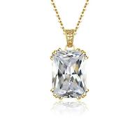 JZWCHQ Diamond Gemstone Pendants Colliers pour femmes 925 Sterling Sliver Square Wedding Engagement Femme Bijoux Femme