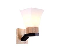 JZWCHQ Éclairage intérieur Conce de Mur Japonais Lampe Murale Simple en Bois Simple avec Nuance en Verre E27 Chambre à Coucher Lampe Lanterne Murale câblée pour Le Salon Corridor Kitchen