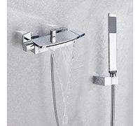 JZWCHQ Ensemble de douche cascade chromé pour salle de bain, mitigeur de douche, robinet à double poignée, ensemble de douche à main