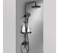 JZWCHQ Ensemble de douche mural pour salle de bain - 20,3 cm - Robinet mitigeur de douche à effet pluie - 3 fonctions - Robinet mitigeur à poignée unique - Tête ronde