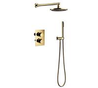 JZWCHQ Ensemble thermostatique de système de douche, ensemble de robinet de douche moderne en laiton doré, ensemble de mélange, robinet de mélange caché, ensemble de douche avec pomme de douche et