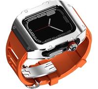 JZWCHQ Étui de montre en acier inoxydable de 44 mm 45 mm Bandle de caoutchouc ， pour Ultra 8 7 6 5 4 SE Série Séquence ， Bouettes sportives Watch Batch Metal Crown Crown Mod Kit Accessoires