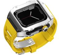 JZWCHQ Étui de montre en acier inoxydable de 44 mm 45 mm Bandle de caoutchouc , pour Ultra 8 7 6 5 4 SE Série Séquence , Bouettes sportives Watch Batch Metal Crown Crown Mod Kit Accessoires