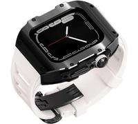 JZWCHQ Étui de montre en acier inoxydable de 44 mm 45 mm Bandle de caoutchouc ， pour Ultra 8 7 6 5 4 SE Série Séquence ， Bouettes sportives Watch Batch Metal Crown Crown Mod Kit Accessoires