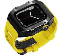 JZWCHQ Étui de montre en acier inoxydable de 44 mm 45 mm Bandle de caoutchouc , pour Ultra 8 7 6 5 4 SE Série Séquence , Bouettes sportives Watch Batch Metal Crown Crown Mod Kit Accessoires