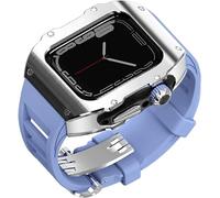 JZWCHQ Étui de montre en acier inoxydable de 44 mm 45 mm Bandle de caoutchouc , pour Ultra 8 7 6 5 4 SE Série Séquence , Bouettes sportives Watch Batch Metal Crown Crown Mod Kit Accessoires