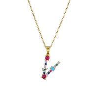 JZWCHQ Fashion Purple Red Green Jaune Crystal Crystal AZ Pendentifs et colliers Collier Collier pour femmes