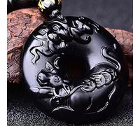 JZWCHQ Feng shui Black Obsidian Riens pendentif collier harmonie boucle a authentique gemme guérison chakra méditation cristal amulette chanceth ward ward off evil spirits collier, hommes