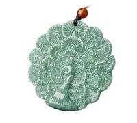 JZWCHQ Feng shui richesse Jadeite Peacock Pendant Collier Authentic Healing Chakra Crystal Reiki Amulet Lucky Wealth Ward Off Evil Elai Spirits Collier Inspirational Gift For Women Men