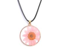 JZWCHQ Fleurs pressées séchées pour les femmes et les filles, le pendentif de tournesol à couleur transparente Collier pendentif en verre de fleurs séchées, oublie-moi pas le collier, les bijoux de