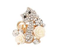 JZWCHQ Garden Cat Ajustement enveloppe ouverte pour les femmes Girls Gold plaque à ruisseau chaton Fleurée Animal Fleurée Extensible Anneaux de doigt Comfort Form