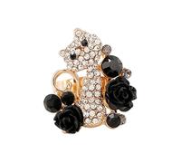 JZWCHQ Garden Cat Ajustement enveloppe ouverte pour les femmes Girls Gold plaque à ruisseau chaton Fleurée Animal Fleurée Extensible Anneaux de doigt Comfort Form