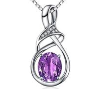 JZWCHQ Géométrie Silver 925 Bijoux Collier de pierres précieuses pour femmes Amethyst Aquamarine Citrine Pendante Datation Cadeau