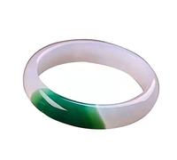 JZWCHQ Glace jade green blanc chalcédoine agate bangles fashion hand bijoux bracelet accessoire cadeau (59-60 mm)