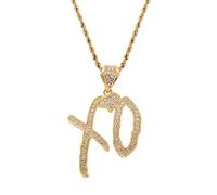 JZWCHQ Hip Hop Ice Out Zircon Lettre XO Collier de pendentif pour hommes