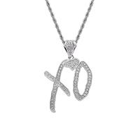 JZWCHQ Hip Hop Ice Out Zircon Lettre XO Collier de pendentif pour hommes