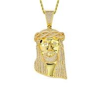 JZWCHQ Hip Hop jésus Pendentif Collier Complet avec Collier pour Hommes Femmes Rappeur Goth présent