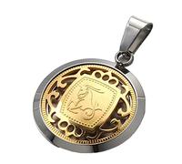 JZWCHQ Hommes en acier inoxydable Signet rond zodiaque signe pendentif collier horoscope constellation astrologie