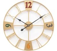 JZWCHQ Horloge Murale Art Moderne Murau de Mur Métal Horloge Murale Squelette avec Chiffres Romains Horloge décorative Non coiffée pour Les Salons Pubs Cafes Corloge de décoration Murale, E 60 * 60cm